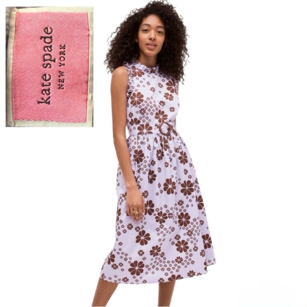 Kate Spade New York Flora Spade Midi Dress Frozen Lilac Size 12